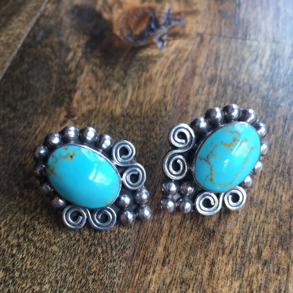 Vintage Sterling Silver and Turquoise Earrings